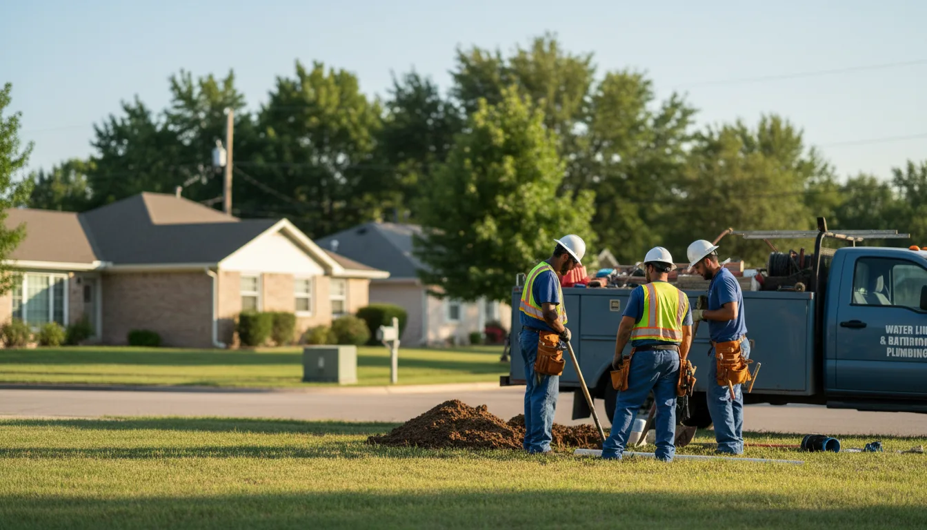Residential water line and bathroom plumbing service in Ellinwood, KS